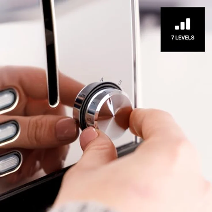 Taurus Toaster Vintage II Cream, 950 W, 2 Schlitze, 7 Bräunungsstufen, Edelstahlgehäuse, 3 Funktionen, Selbstzentrierung, Krümelschublade – Bild 3