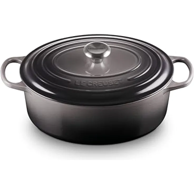 Le Creuset Signature Gusseisen-Bräter mit Deckel, Oval, Ø 31 cm, 6,3 l, Geeignet für alle Herdarten inkl. Induktion, 5,705 kg, Flint