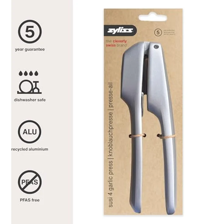 Zyliss Knoblauchpresse Susi 4, Edelstahl, ergonomische Griffe, antihaftbeschichtet, leicht zu reinigen, für große Knoblauchzehen mit Schale – Bild 2