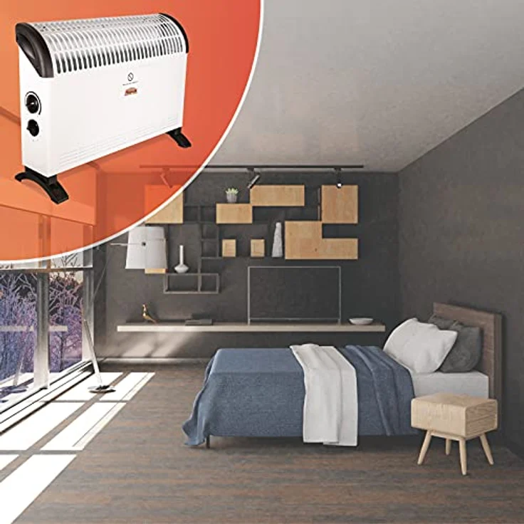 Mauk Heizlüfter Elektroheizung 3 Stufen Konvektor Heizgerät mit Tragegriff & Thermostat Camping Heizer 750/1250/2000 Watt Weiß elektrisch – Bild 5