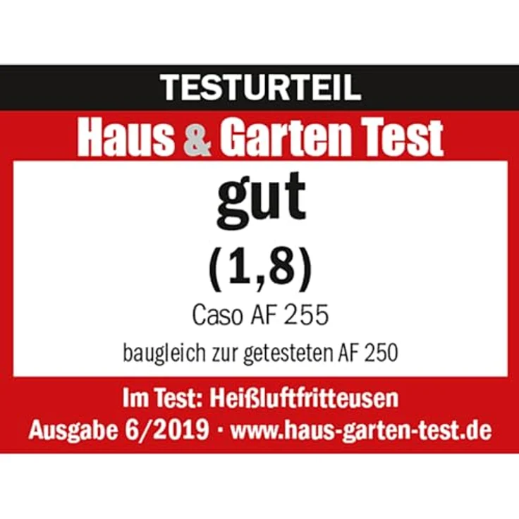 Caso 3179 AF 255 Heißluftfritteuse, ohne Öl, 3 Liter Fassungsvermögen, 1 kg, 60-200°C, Grill-Rost, schwarz, Edelstahl Kunststoff – Bild 3