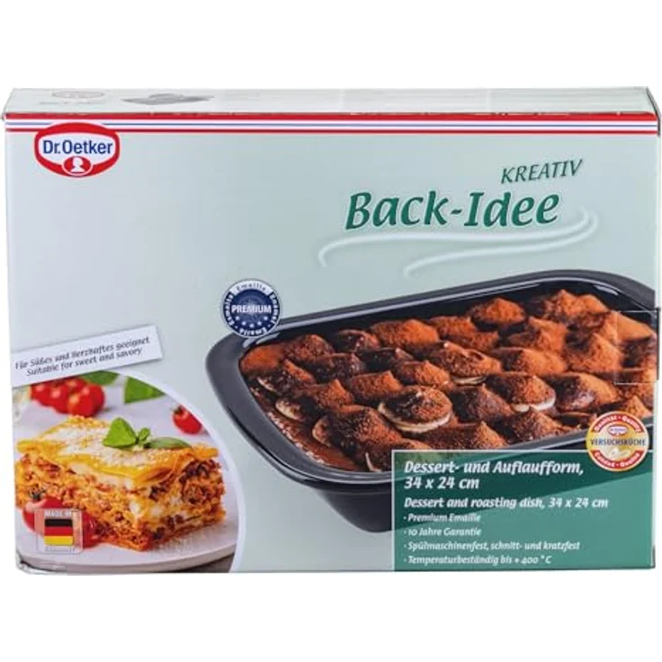Dr. Oetker Back-Idee Kreativ – Dessert- und Auflaufform aus Emaille, hitzebeständig bis 400°C, schnitt- und kratzfest, spülmaschinengeeignet, Schwarz – Bild 4