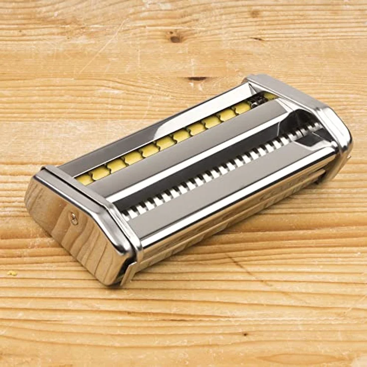 Girmi IM91 Nudelmaschine, elektrische Pastamaschine mit Edelstahlgestell, 5 Formaten und variabler Dickenanpassung, Weiss/Silber – Bild 6