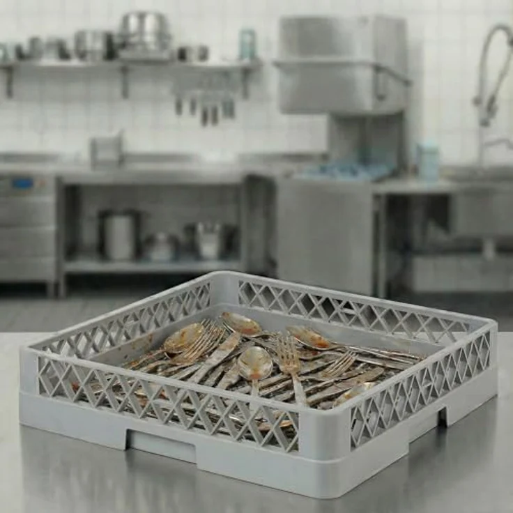 Morleos Spülkorb 50x50 für Gastro Spülmaschine – Besteckspülkorb 49x49x10 cm (feinmaschig) – robust und hygienisch für Restaurant, Hotel, Catering – Bild 4