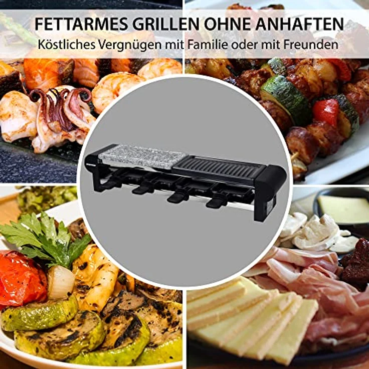 Syntrox RAC-600W Thurgau Raclette-Grill, 2 x 10,2 x 20,5 cm, Antihaftbeschichtet, 600 Watt – Bild 5