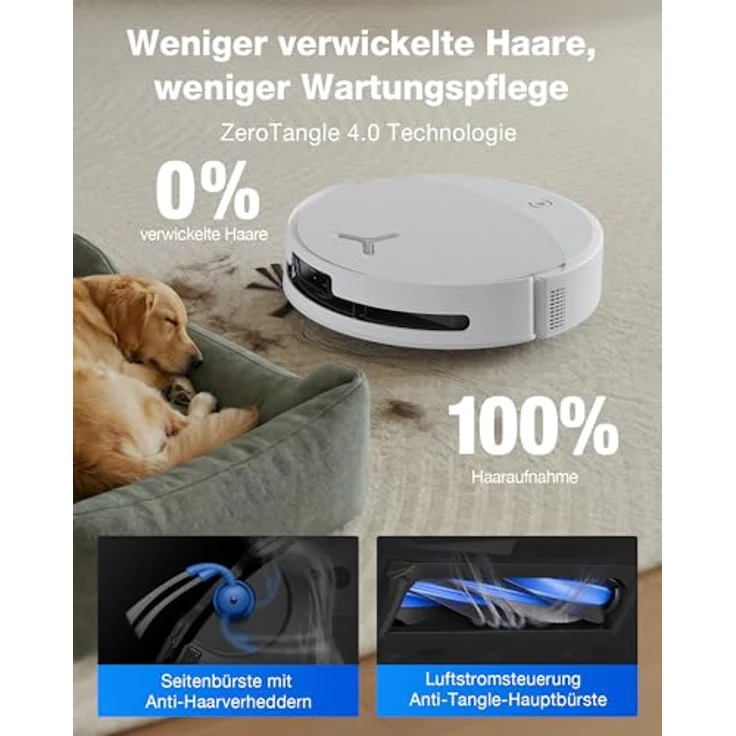 ECOVACS DEEBOT T90 OMNI, Saug- und Wischroboter mit 30.000 Pa Saugkraft, All-in-One OMNI-Station, selbstreinigende OZMO ROLLER 3.0, AIVI 3D Navigation, schwarz – Bild 4