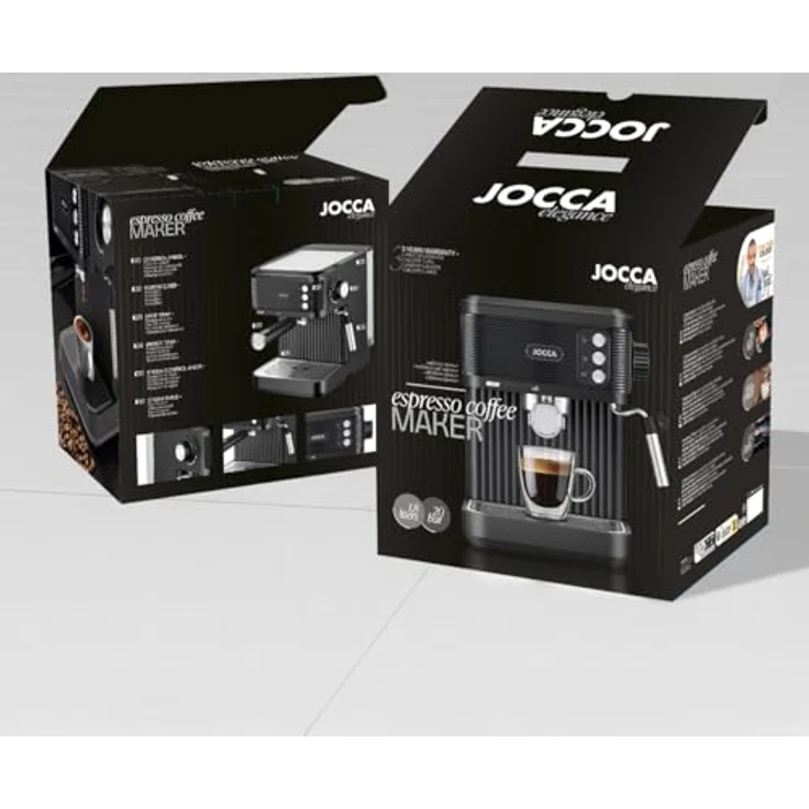 Jocca Espressomaschine Schwarz 850W – 20 Bar Druck, 1,8L Tank, Milchaufschäumer, Edelstahl – Bild 5