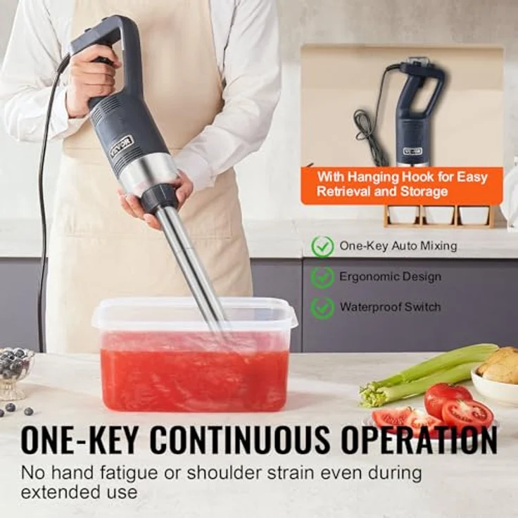 VEVOR Kommerzieller Stabmixer, 500 W Hochleistungs-Handmixer mit 16 Zoll Edelstahlklinge und variabler Geschwindigkeit, tragbarer Mixer für Suppen und Saucen – Bild 4