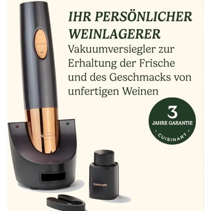 Cuisinart CWO50E Automatischer Weinöffner mitternachtsgrau & kupferfarben wiederaufladbar – Bild 7