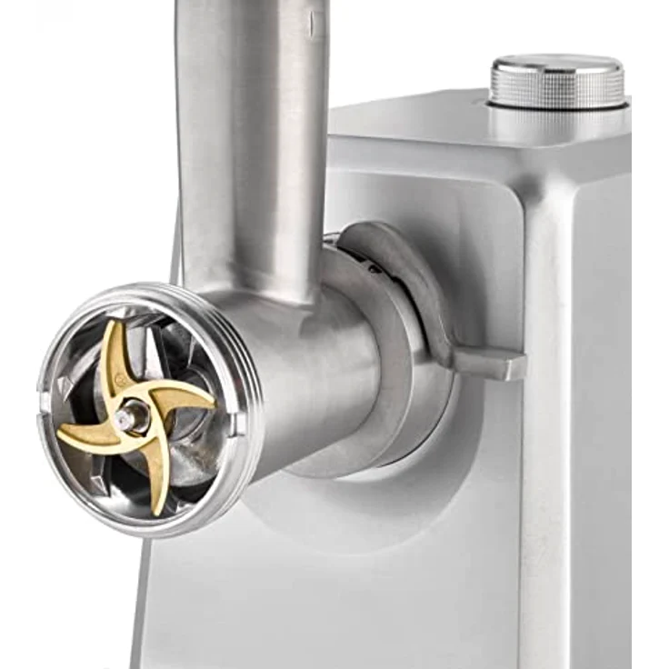 CASO FW 2500 Silber, Fleischwolf mit leistungsstarkem 2500 Watt Motor, langlebige Titan Klinge, Rücklauf-Funktion, umfangreiches Zubehör inkl. Burgerpresse, geräuscharmer DC-Motor – Bild 4