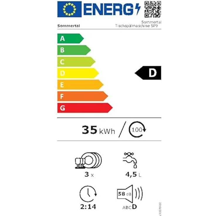 Sommertal SP9 XXL Mini Geschirrspüler, 7 Programme bis 5 Personen, 950 W, 5L Tank, Touch-Bedienung, Selbstreinigung, LED-Innenbeleuchtung – Bild 8
