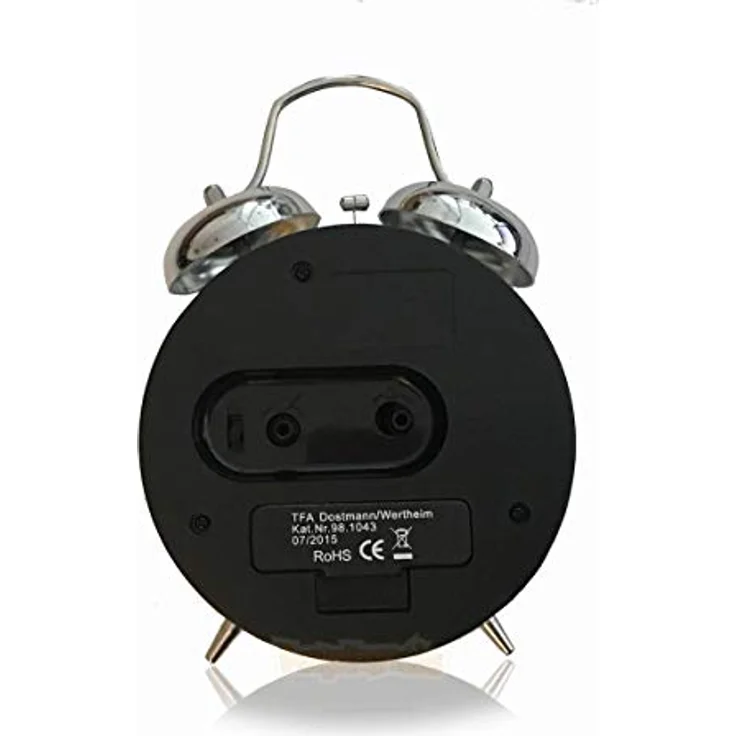 TFA Dostmann Analoger Doppelglocken-Wecker, lauter Alarmton, Retro Design in nostalgischem Metall Silber, Modell 98.1043 – Bild 2