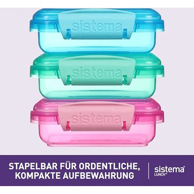Sistema Lunch Frischhaltedosen mit kontrastierendem Clips, pink-blau, 200 ml, 3 Stück – Bild 5