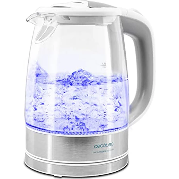 Cecotec Elektrischer Wasserkocher ThermoSense - 1,7 Liter, Borosilikatglas, Frei von BPA, Basis 360 ª, Antikalkfilter, Dppeltes Sicherheitssystem ,2200 W Leistung. (1,7 Liter2 in 1 Temperatur einstellbar, Basisch) – Bild 2