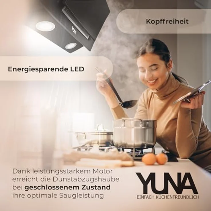 Kütech Siva 1360Y Wandhaube, Wandmontage, Energieeffizienzklasse: B, Leistungsstufen: 3, Breite 60cm, schwarz – Bild 6