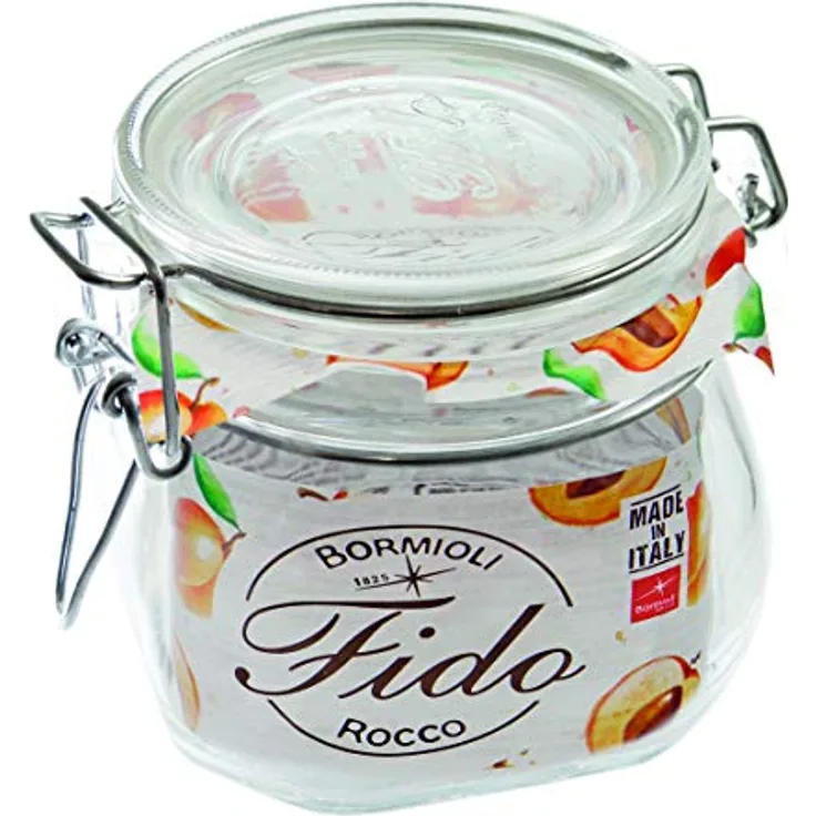 Bormioli Rocco Drahtbügelgläser Fido 560ml, 6 Gläser + Gummis Einmachgläser 4309