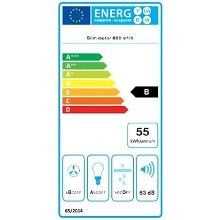 Falmec Stella Deckenhaube, 90 cm, 800 m³/h, Randabsaugung, dimmbare LED-Beleuchtung, weiß – Bild 2