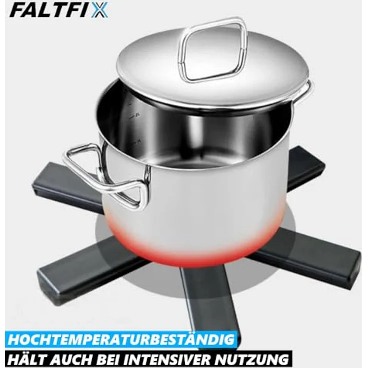 MAVURA FALTIX, Faltbarer Topfuntersetzer, hitzebeständig, rutschfest, in Schwarz, 19 cm – Bild 3