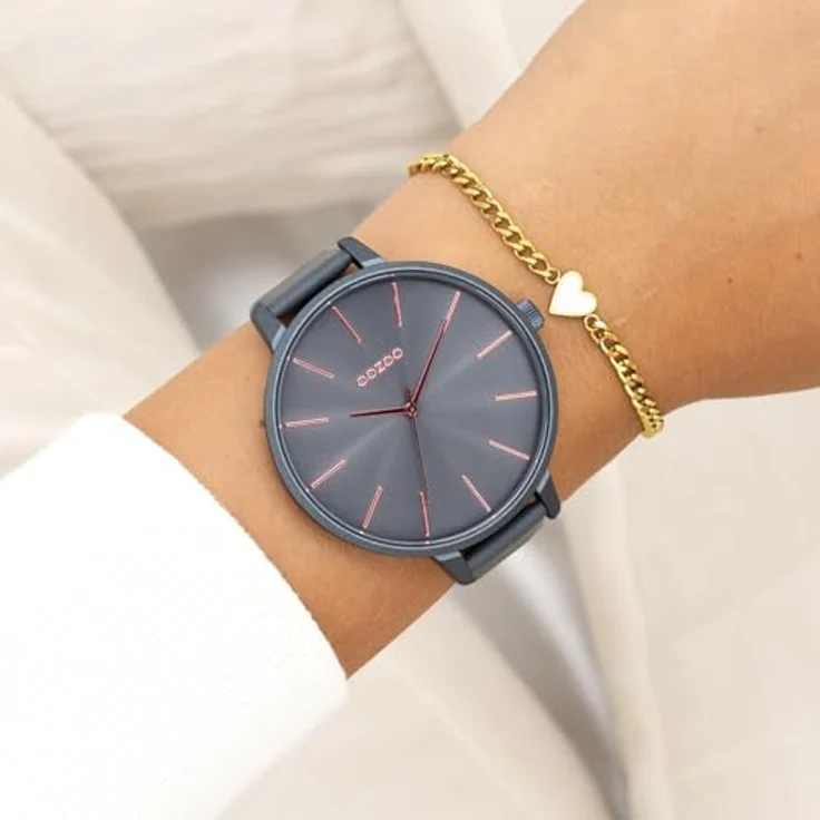 Oozoo Timepieces Damen Uhr C11254 | Armbanduhr Damen mit Lederarmband | Japanisches Quarzwerk | Modernes Design | Smoke Grey/Pink Shell – Bild 4