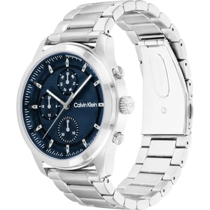 Calvin Klein Multi Zifferblatt Quarz Uhr für Herren Kollektion Ambition mit Silbernes Edelstahlarmband - 25200208, Gebürstetes blaues Zifferblatt – Bild 2