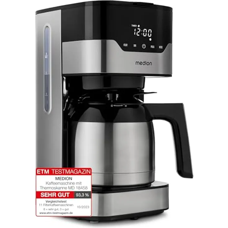Medion Filterkaffeemaschine MD 18458, 1,2l Kaffeekanne, Papierfilter 1x4