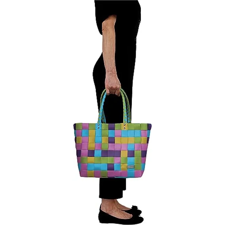 normani Einkaufstasche geflochten mit Henkeln, extra robuste Tragetasche in Classic/Lolly Pop, 20 Liter Volumen, aus 70% recyceltem Material – Bild 3