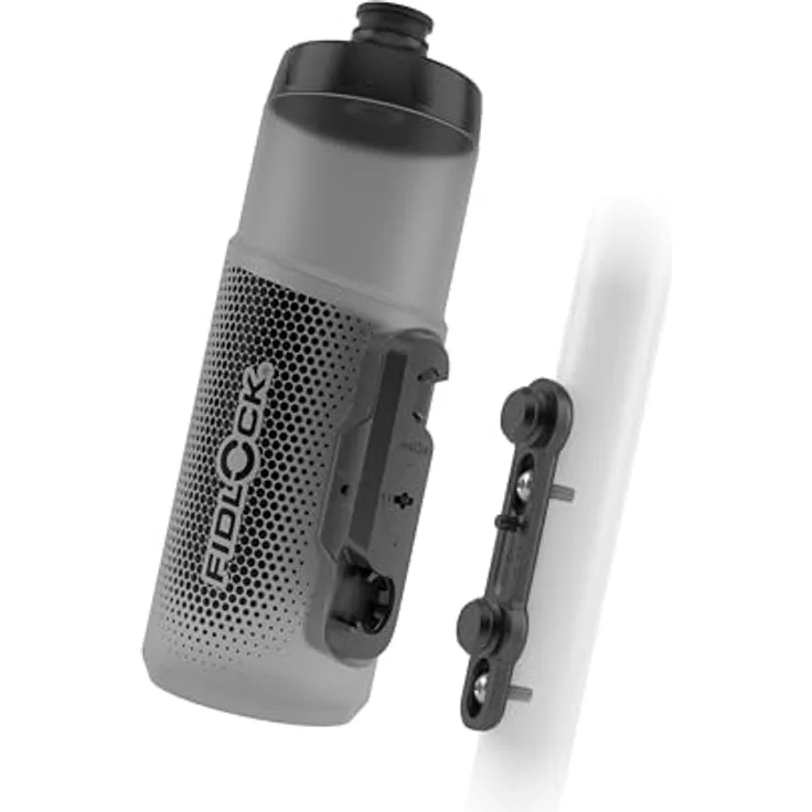 Fidlock TWIST Bottle 600 + Bike Base Set, 600 ml Trinkflasche mit magnet-mechanischem Haltersystem, transparent black
