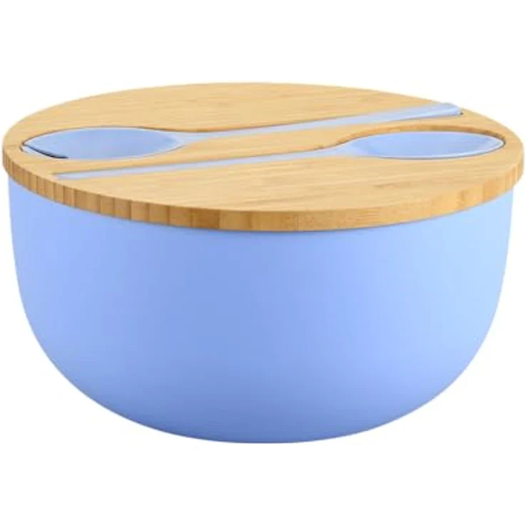 KESPER® Salatschüssel mit Deckel und Salatbesteck, 4-teiliges Set aus Polypropylen mit FSC®-zertifiziertem Bambusdeckel – Bild 2