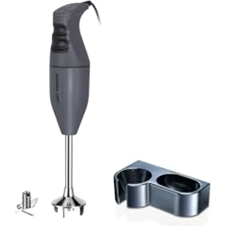 ESGE Zauberstab M100 Exklusiv, Stabmixer Set mit 120 W AC-Motor, 10.000 U/min, Multimesser & Wandhalter, Made in Switzerland, Anthrazit
