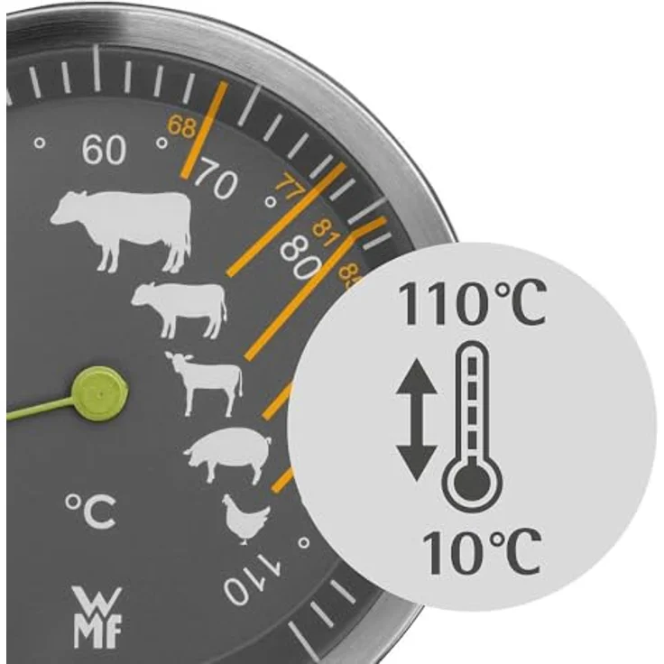 WMF Scala Grill-- Fleischthermometer, mit Markierung Garpunkte, für Steak Rind Kalb Lamm Schwein und Geflügel, Sonde bis 110°C – Bild 4