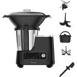 Moulinex HF4568 Click Chef Küchenmaschine mit Kochfunktion | 1400 Watt | 12 Geschwindigkeitsstufen | Gesamtvolumen 3,6 Liter | 28 Funktionen | inkl. Zubehör und Rezeptheft | Farbe Schwarz