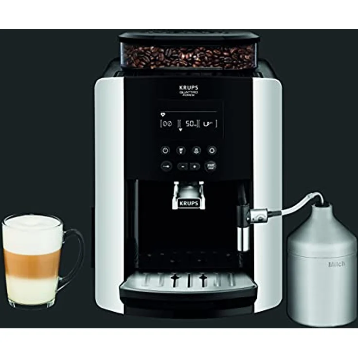 Krups EA8178 Arabica Display Quattro Force Kaffeevollautomat (1450 Watt, Wassertankkapazität: 1,8l, Pumpendruck: 15 Bar, LCD-Display) schwarz-carbon-optik, mit Milchsystem – Bild 5