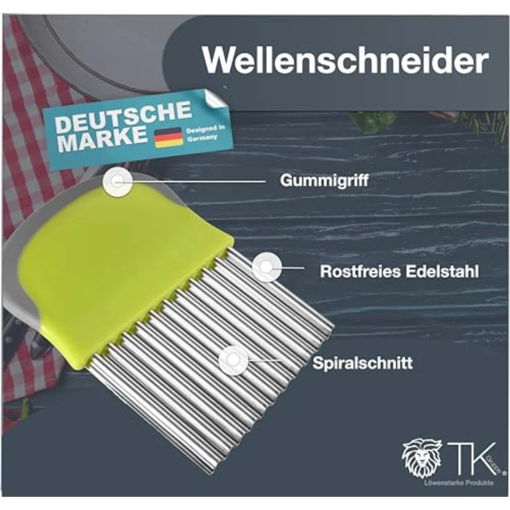 Premium Wellenschneider - Gemüseschneider für Kartoffeln, Pommes - aus Edelstahl - Wellenschnittmesser & Riffelmesser & Wellenmesser – Bild 2