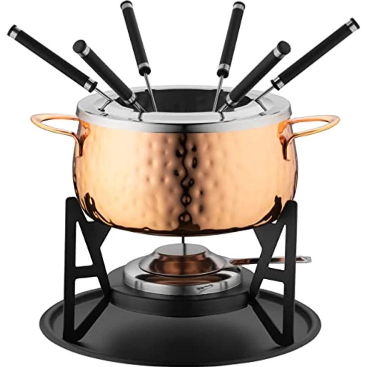 MÄSER 931931 Fondue Set für 6 Personen, ideal für Fleischfondue, 11-teiliges Fondueset in Farbe Kupfer inklusive Fonduegabeln und Fonduebrenner, im hübschen Geschenkkarton, Edelstahl, 2 liters – Bild 1