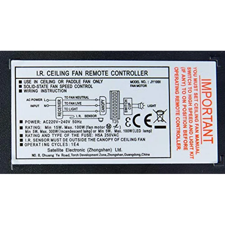 Westinghouse Fernbedienung für Deckenventilatoren,Mit Dimm-Funktion, 11 x 2,2 x 5,1 cm – Bild 6