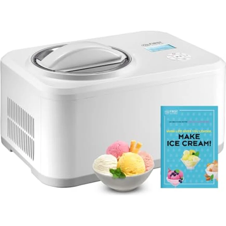 TZS First Austria Eismaschine 1.5L, Kompressor, Edelstahlbehälter, LCD-Display, Kühlhaltung, für Eiscreme & Joghurt, weiß – Bild 1