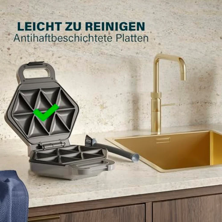 PRINCESS Waffeleisen Princess Snack-Maker Sandwichmaker Antihaftbeschichtung, BPA-frei, 700.00 W, Übe – Bild 4