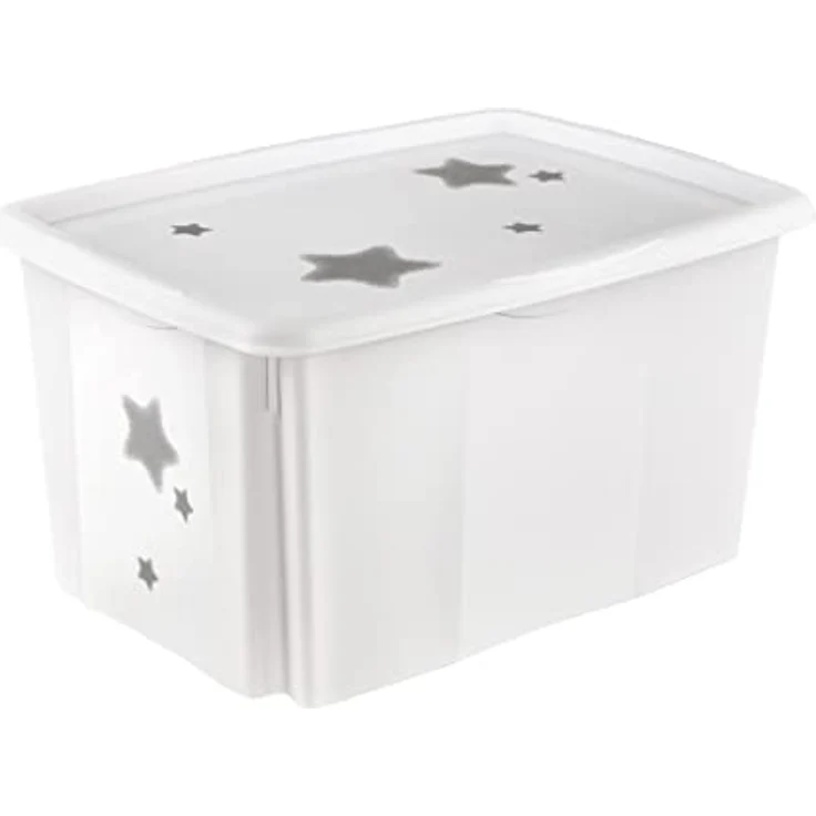 keeeper Stars Aufbewahrungsbox mit Deckel, Dreh- und stapelbar, Für Kinder, 45 l, Karolina, Nordic White – Bild 1