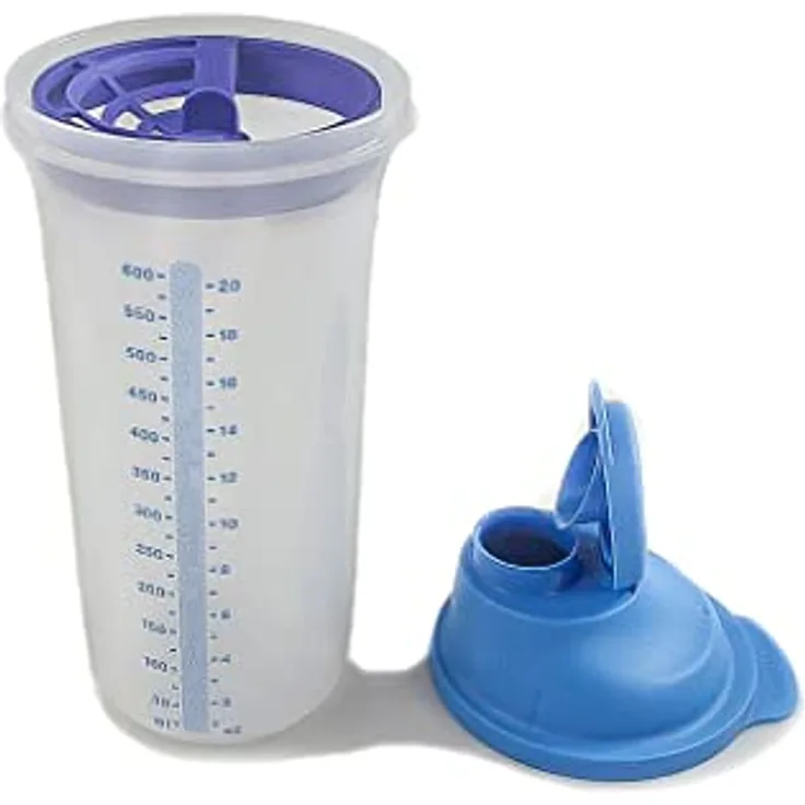 Tupperware Kenparazzi Shaker Mix Fix Mess Mixbecher 600 ml XL Quick-Shake Shake It Blau, Transparent