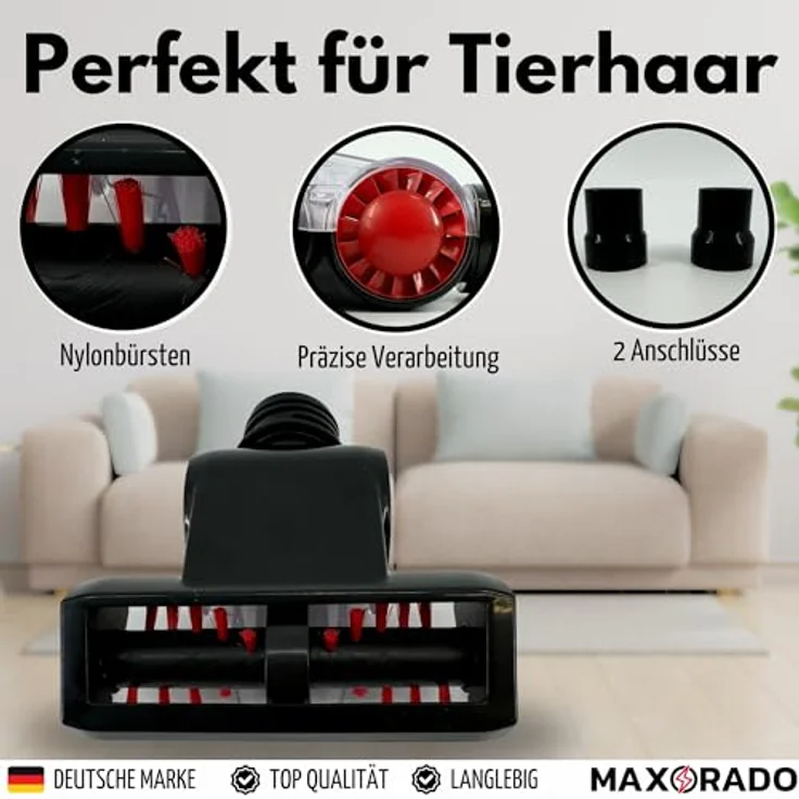 TronicXL Mini Turbobürste für Tierhaare, kompatibel mit 32mm/35mm Staubsauger, rotierende Turbowelze für gründliche Reinigung von Polstermöbeln und Autositzen – Bild 3
