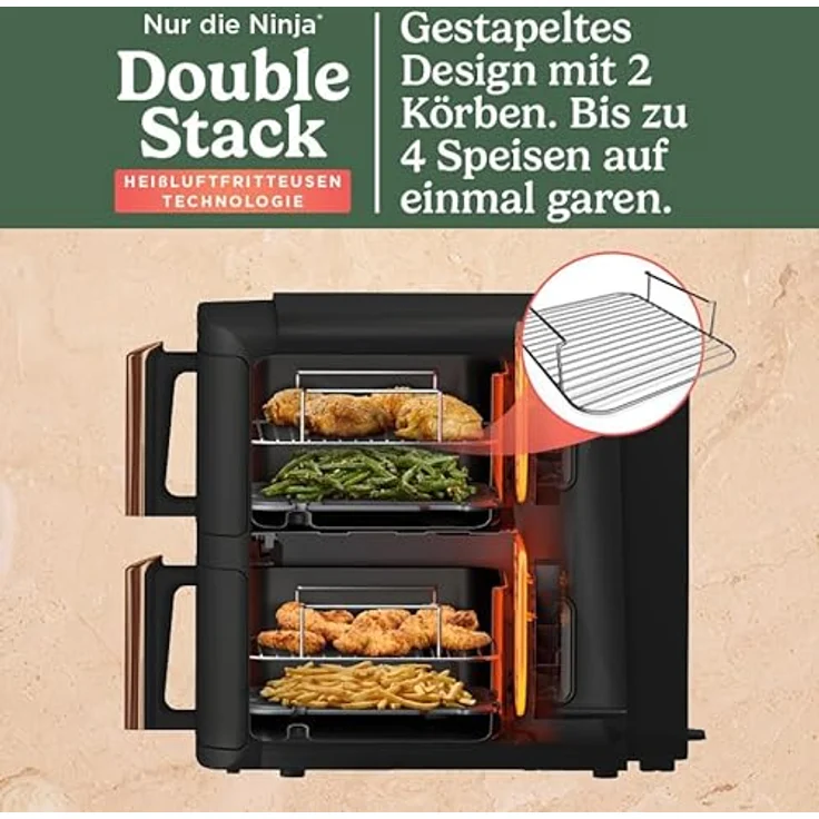NINJA Heißluftfritteuse Double Stack XL Schwarz/Kupfer SL400EUCP, 2470,00 W – Bild 3