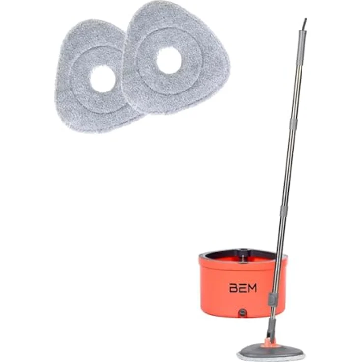 BEM Wischmopp ORBITA Bodenwischer Set mit Eimer, 2-in-1 mit Auswringfunktion, Filtersystem, selbsttrennendes Schmutz und Frischwassersystemм, 2 Mopp-Köpfe inkl. – Bild 2