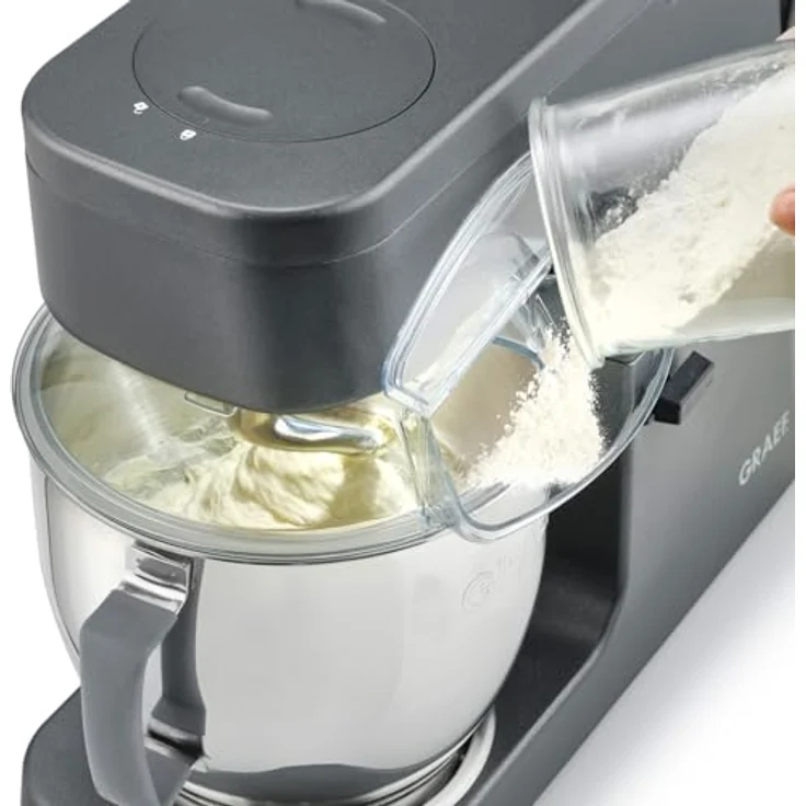 Graef KM7016 Myestro Küchenmaschine, 800 Watt, 7 Liter, 10 Geschwindigkeiten, Touch-Display, Planetenrührwerk, grau – Bild 6
