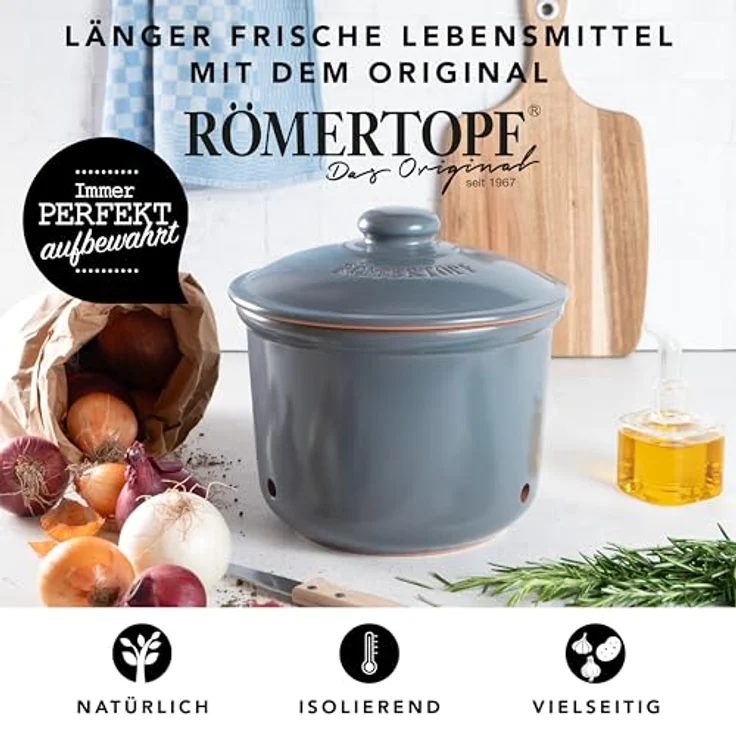 Römertopf Frischetopf Maxi ø 20 cm, Auflaufform, Grau – Bild 3