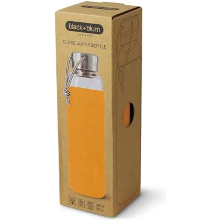 Glas-Wasserflasche, Orange, 600 ml – Bild 3