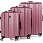 FERGÉ Kofferset Hartschale 3-teilig Toulouse Trolley-Set - Handgepäck 55 cm, L und XL 3er Set Hartschalenkoffer Roll-Koffer 4 Rollen 100% ABS pink