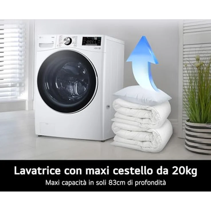 LG F0P3020TSWC, Frontlader Waschmaschine mit 20 kg Kapazität, 1000 U/min, Energieeffizienz B, 74 dB Geräuschpegel, Kindersicherung – Bild 3