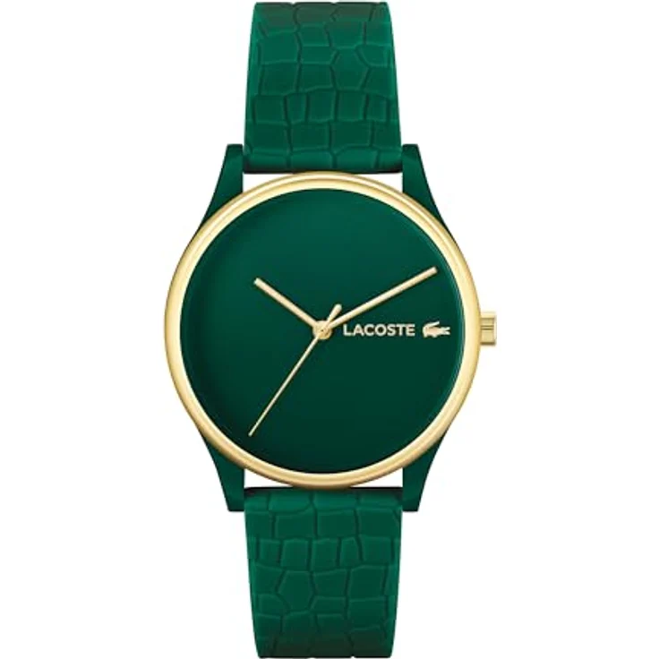 Lacoste Analog Quarzuhr Damen CROCODELLE, Grünes Silikonarmband, Wasserabweisend bis 5 bar, Zifferblatt mit LACOSTE-Logo, 36 mm Gehäusedurchmesser – Bild 1