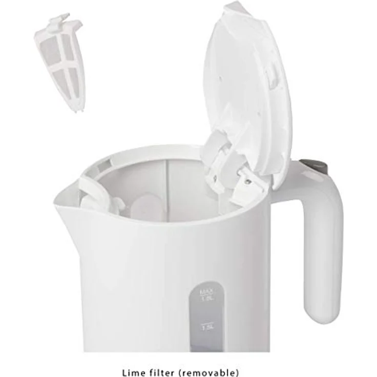 Bomann WK 5012 CB Wasserkocher, 1,8 L, Kalkfilter (herausnehmbar), verdecktes Edelstahlheizelement, 2 außenliegende Wasserstandsanzeigen – Bild 5