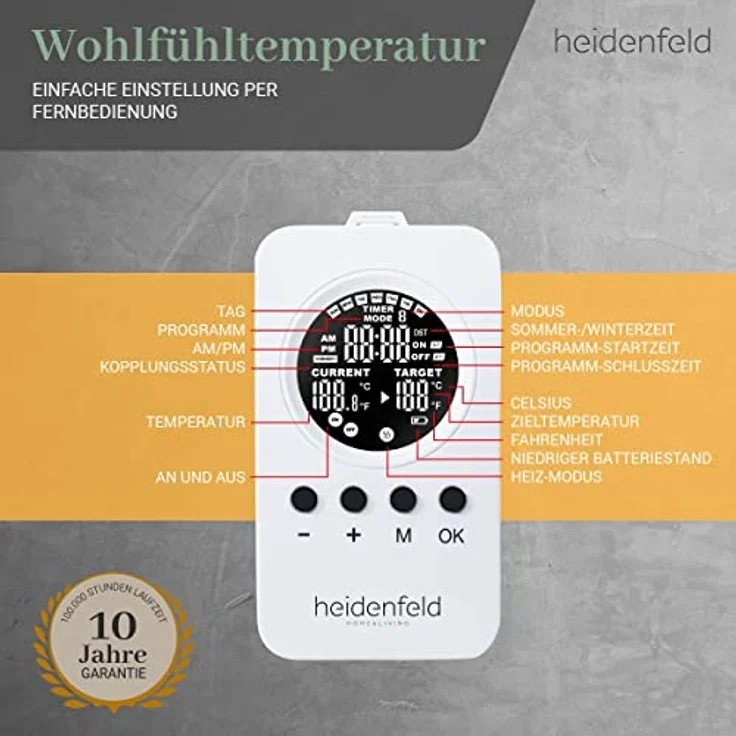 Heidenfeld Infrarotheizung HF-HP106-3 weiß inkl. Fernbedienung, 300 Watt, Infrarotheizung – Bild 6